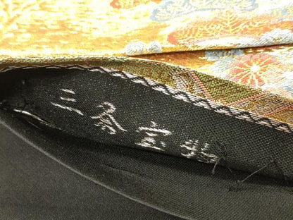 平和屋着物◎六通柄袋帯 三条宝物 器物花鳥松文 金糸 正絹 逸品 DABB6732ea