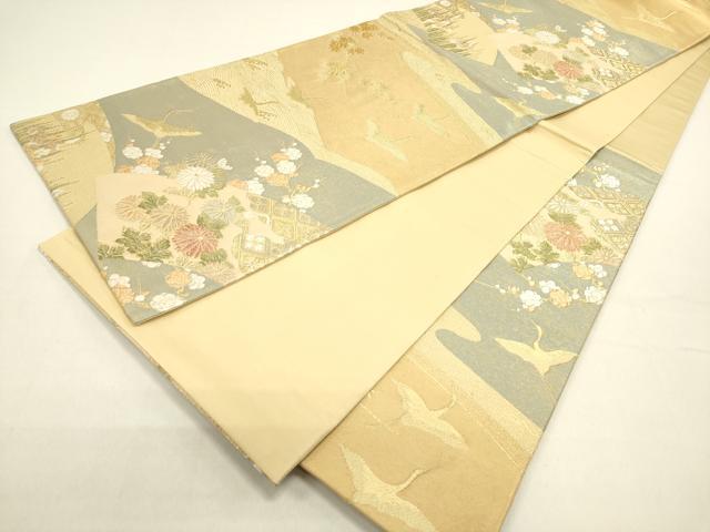 平和屋着物◎六通柄袋帯 唐織 錦秀扇面文 金糸 引箔 正絹 逸品 DABB6734ea
