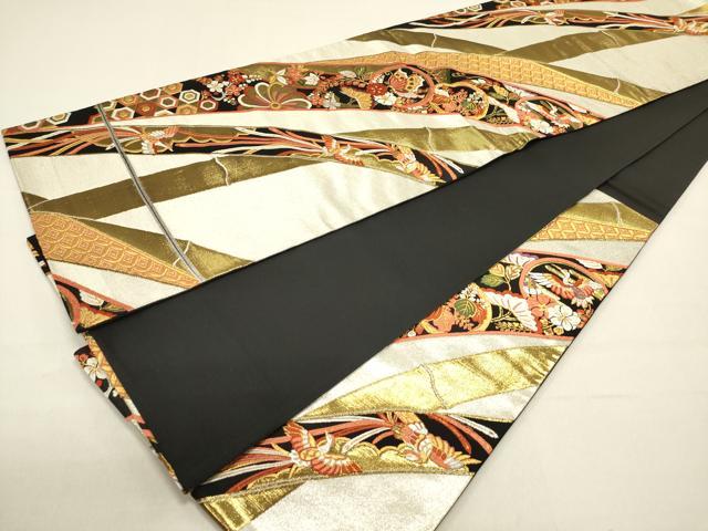 平和屋着物◎六通柄袋帯 唐織 竹取り花蝶松文 鳳凰 金銀糸 正絹 逸品 DABB6746ea