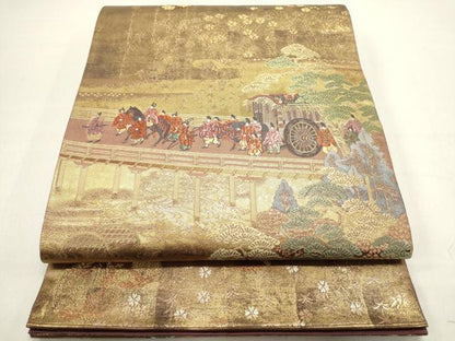平和屋着物◎西陣　とみや織物謹製　とみや帯　六通柄袋帯　晴日　大名行列　金糸　摺り出し箔　引箔　正絹　逸品　DABB6769ea