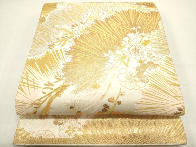 平和屋着物◎丸帯 枝梅 老松 金銀糸 正絹 逸品 DABB6777ea