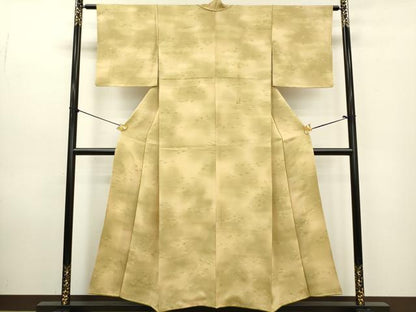 平和屋着物▼上質な小紋　地紋起こし　笹の葉　暈し染め　正絹　逸品　DABB6799ea