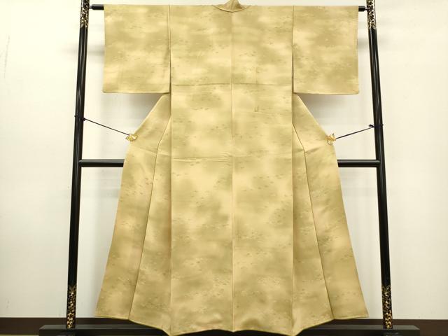 平和屋着物▼上質な小紋　地紋起こし　笹の葉　暈し染め　正絹　逸品　DABB6799ea