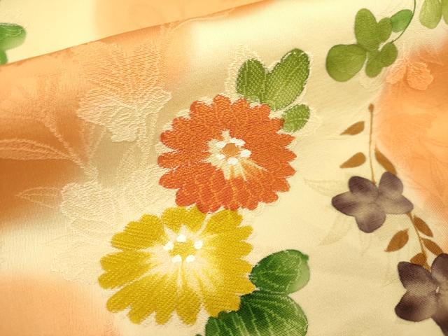 平和屋着物▼上質な小紋　地紋起こし　菊　桔梗　正絹　逸品　DABB6806ea