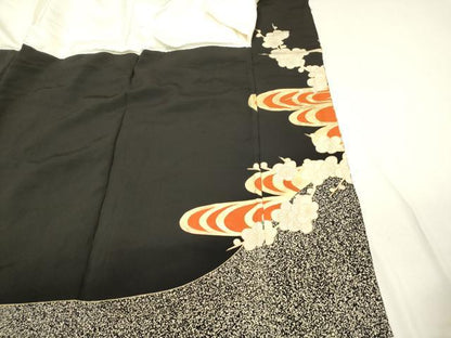 平和屋着物▼豪華黒留袖　刺繍　流水槍梅文　金彩　正絹　逸品　DABB6807ea