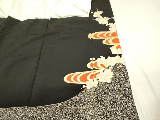 平和屋着物▼豪華黒留袖　刺繍　流水槍梅文　金彩　正絹　逸品　DABB6807ea