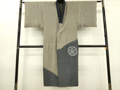 平和屋着物■男性 長襦袢 袷 絞り 手描き 家紋色紙松文 正絹 逸品 DABB6813ea