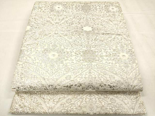 平和屋着物◎六通柄袋帯 唐織 正倉院花唐草文 銀糸 正絹 逸品 DABB6823ea