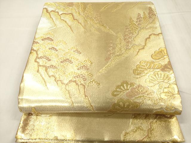 平和屋着物◎佐賀錦 六通柄袋帯 樹林風景文 笠松 金糸 正絹 逸品 DABB6825ea