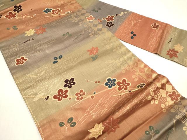 平和屋着物◎九寸名古屋帯 唐織 枝梅 吹き寄せ文 金糸 正絹 逸品 DABB6897ea