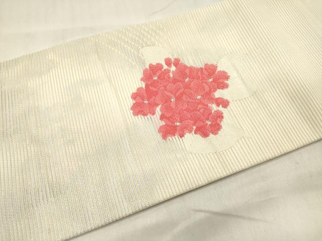 平和屋着物＊夏物 九寸名古屋帯 紫陽花 アジサイ 銀糸 正絹 逸品 DABB6924ea