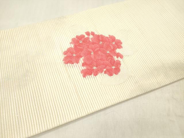 平和屋着物＊夏物 九寸名古屋帯 紫陽花 アジサイ 銀糸 正絹 逸品 DABB6924ea
