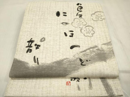 平和屋着物＊夏物 六通柄袋帯 宮脇綾子 いろは歌 梅 正絹 逸品 DABB6926ea