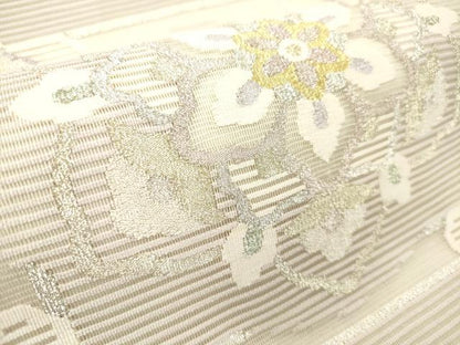 平和屋着物＊夏物 絽綴れ 太鼓柄袋帯 格天井花文 金銀糸 正絹 逸品 DABB6930ea
