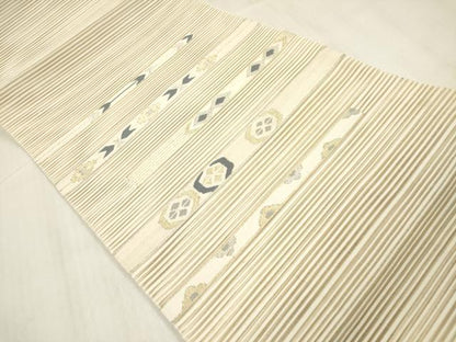 平和屋着物＊夏物 絽綴れ 八寸名古屋帯 横段文 金銀糸 正絹 逸品 DABB6931ea