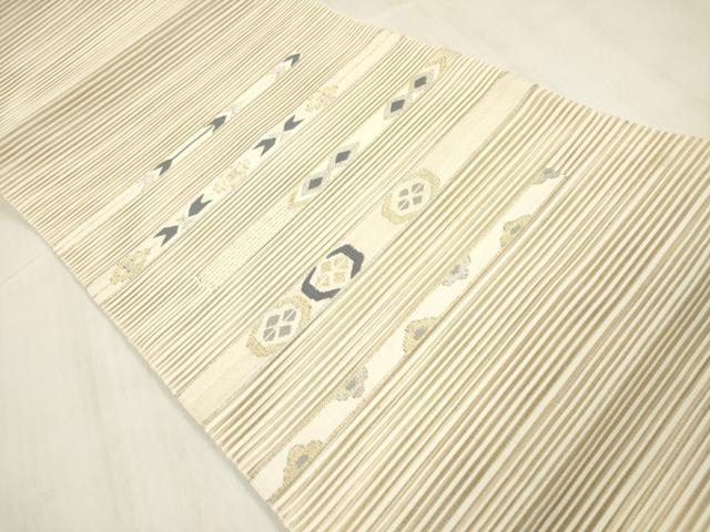平和屋着物＊夏物 絽綴れ 八寸名古屋帯 横段文 金銀糸 正絹 逸品 DABB6931ea
