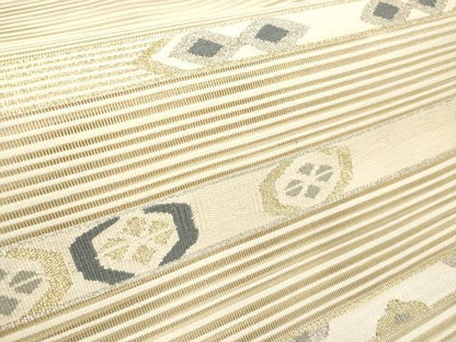 平和屋着物＊夏物 絽綴れ 八寸名古屋帯 横段文 金銀糸 正絹 逸品 DABB6931ea