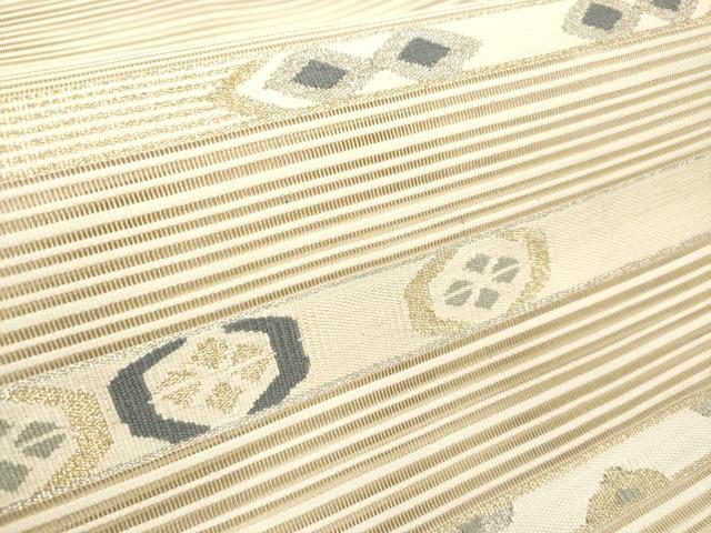 平和屋着物＊夏物 絽綴れ 八寸名古屋帯 横段文 金銀糸 正絹 逸品 DABB6931ea