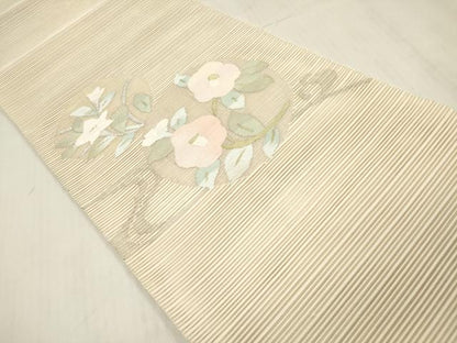 平和屋着物＊夏物 絽綴れ 八寸名古屋帯 枝椿 桔梗 金銀糸 正絹 逸品 DABB6932ea
