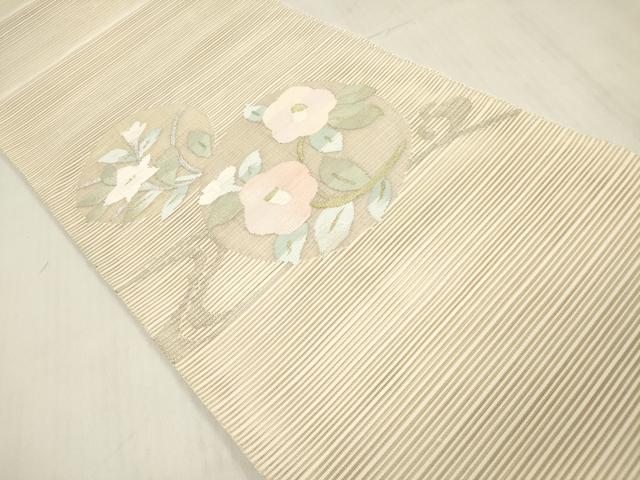 平和屋着物＊夏物 絽綴れ 八寸名古屋帯 枝椿 桔梗 金銀糸 正絹 逸品 DABB6932ea
