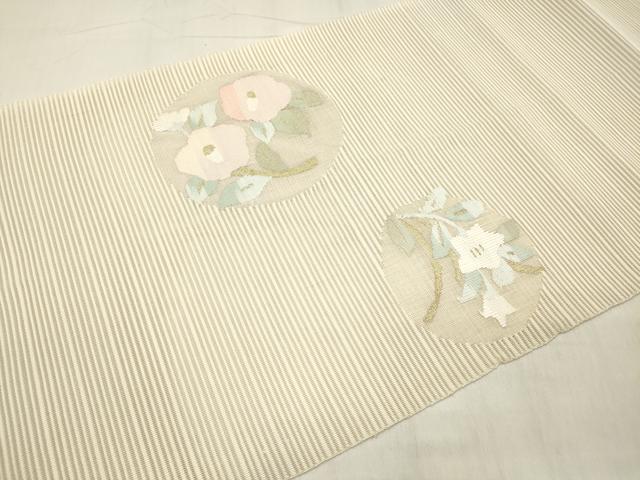 平和屋着物＊夏物 絽綴れ 八寸名古屋帯 枝椿 桔梗 金銀糸 正絹 逸品 DABB6932ea