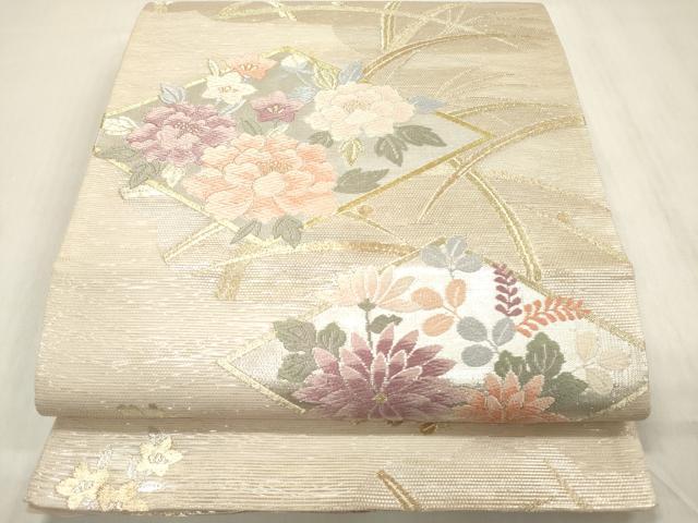 平和屋着物＊夏物　六通柄袋帯　唐織　舞蝶秋草菱文　金銀糸　正絹　逸品　DABB6942ea
