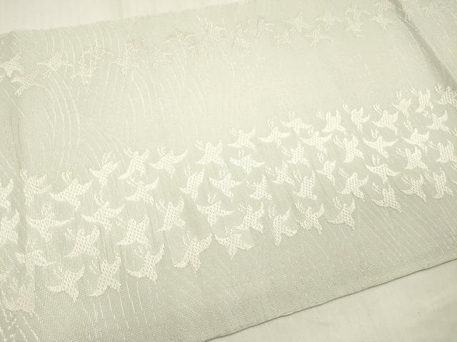 平和屋着物＊夏物　西陣　川島織物　つけ帯　飛鳥文　銀糸　正絹　逸品　DABB6945ea
