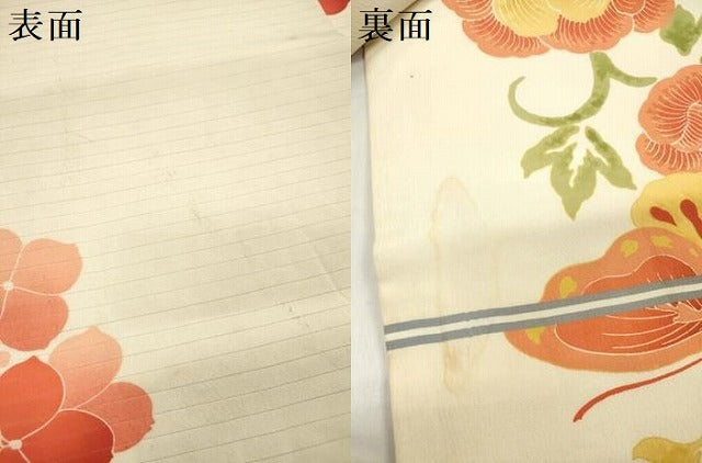 平和屋着物＊夏物　アンティーク　大正ロマン　両面　六通柄　京袋帯　駒刺繍　紫陽花　アジサイ　絽縮緬　正絹　逸品　DABB6951ea