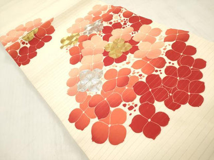 平和屋着物＊夏物　アンティーク　大正ロマン　両面　六通柄　京袋帯　駒刺繍　紫陽花　アジサイ　絽縮緬　正絹　逸品　DABB6951ea