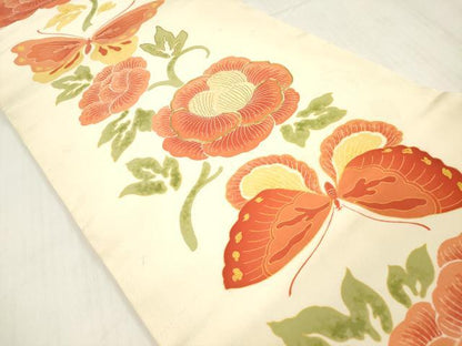 平和屋着物＊夏物　アンティーク　大正ロマン　両面　六通柄　京袋帯　駒刺繍　紫陽花　アジサイ　絽縮緬　正絹　逸品　DABB6951ea