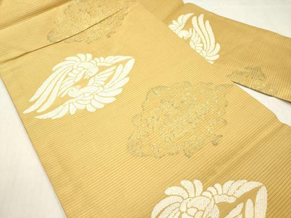 平和屋着物＊夏物 九寸名古屋帯 向かい鳥桐菱文 金糸 正絹 逸品 DABB6952ea