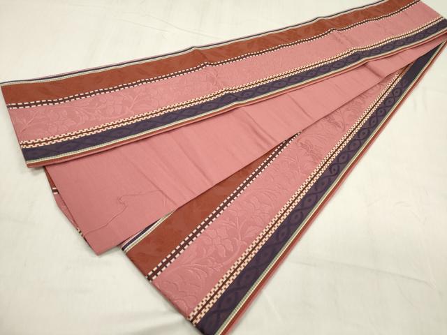 平和屋着物●本場筑前博多織　半幅帯　御所車花間道　正絹　逸品　DABB4105ps 平和屋着物○本場筑前博多織 半幅帯 御所車花間道 正絹 逸品