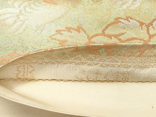 平和屋着物◎西陣 服部織物謹製 六通柄袋帯 こはく錦 向かい鳥花文 金銀糸 正絹 逸品 DABB6990ea