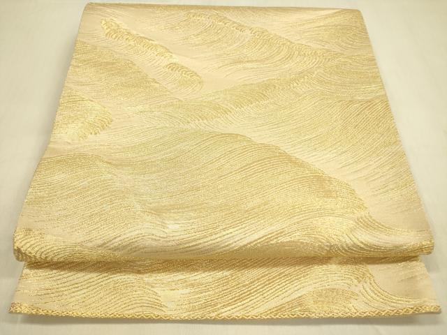 平和屋着物◎西陣　六通柄袋帯　立波文　金糸　正絹　逸品　DABB7017op