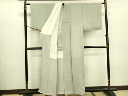 平和屋着物●加賀友禅の巨匠　初代　由水十久監修　色無地　若葉色　鬼しぼ縮緬　正絹　逸品　DABB7064op