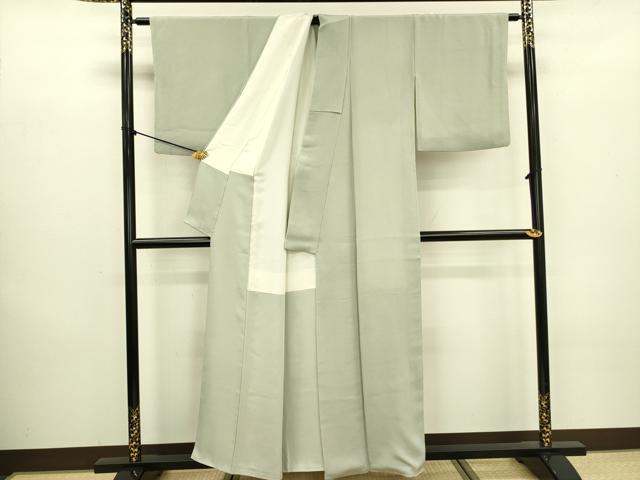 平和屋着物●加賀友禅の巨匠　初代　由水十久監修　色無地　若葉色　鬼しぼ縮緬　正絹　逸品　DABB7064op