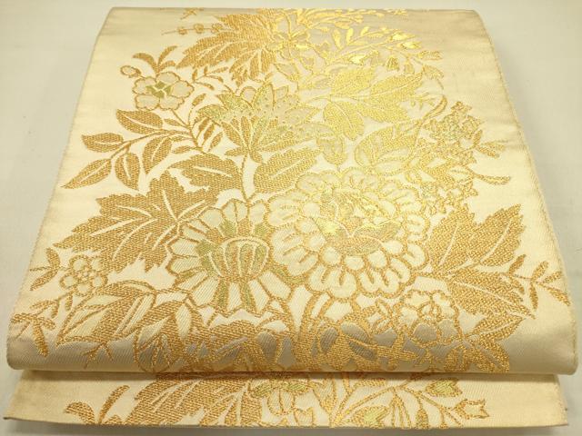 平和屋着物●西陣 川島織物 六通柄 本袋帯 草花 金糸 三越扱い 正絹 逸品 DABB7094op