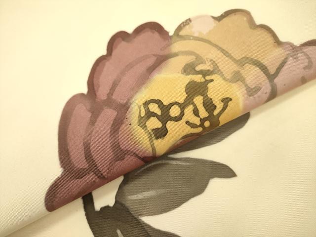 平和屋着物●日展染色作家 高久空木 ろうけつ染 塩瀬 九寸名古屋帯 手描き 草花 逸品 DABB7098op