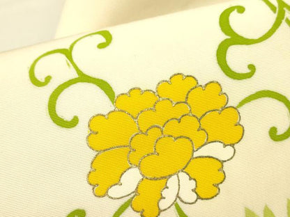 平和屋着物●塩瀬 九寸名古屋帯 花唐草文 金彩 正絹 逸品 DABB7099op