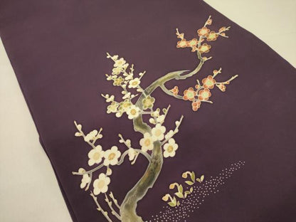 平和屋着物●東京友禅 熊谷好博子 塩瀬 九寸名古屋帯 枝梅 正絹 逸品 DABB7101op