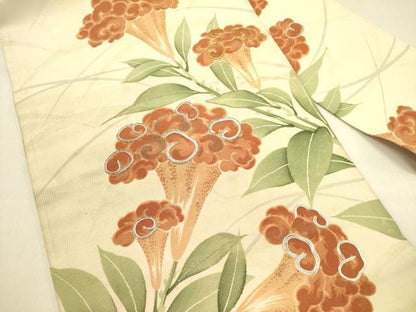 平和屋着物＊夏物 アンティーク 大正ロマン 九寸名古屋帯 駒刺繍 草花 正絹 逸品 DABB7107op