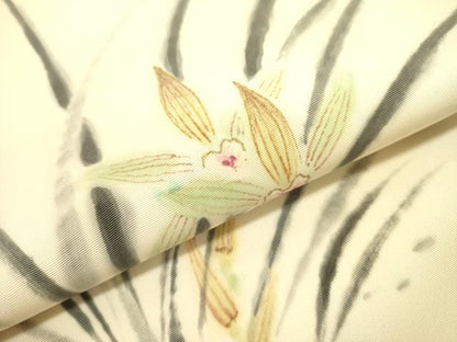 平和屋着物●塩瀬 九寸名古屋帯 作家物 手描き 草花 金彩 正絹 逸品 DABB7108op