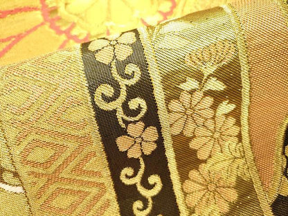 平和屋着物●西陣 川島織物 六通柄 本袋帯 唐織 菊 金銀糸 正絹 逸品 DABB7111op