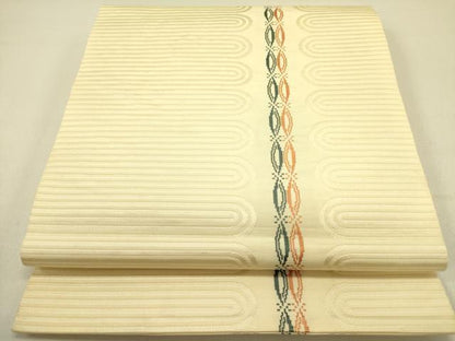 平和屋着物●本場筑前博多織　八寸名古屋帯　変わり間道　正絹　逸品　DABB7119op