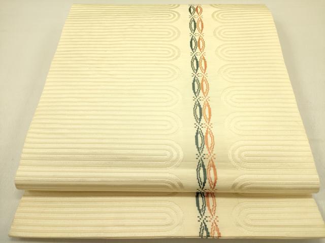 平和屋着物●本場筑前博多織　八寸名古屋帯　変わり間道　正絹　逸品　DABB7119op