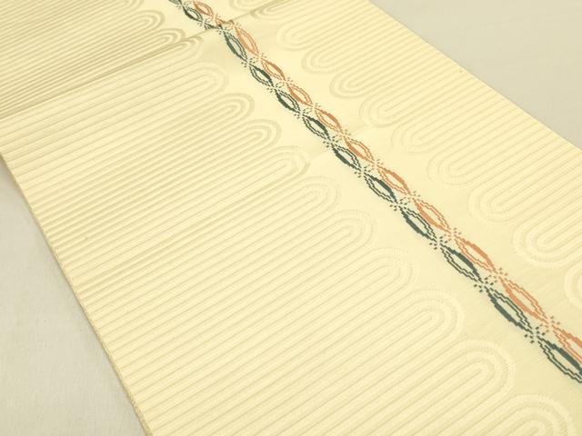 平和屋着物●本場筑前博多織　八寸名古屋帯　変わり間道　正絹　逸品　DABB7119op