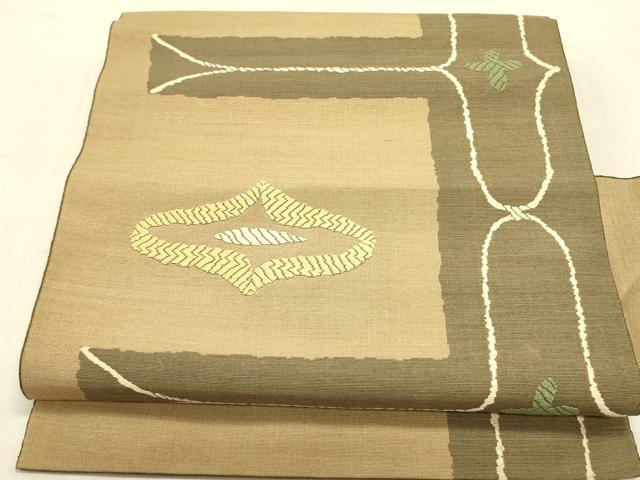 平和屋着物●八寸名古屋帯 唐織 紬地 抽象文様 正絹 逸品 DABB7128op