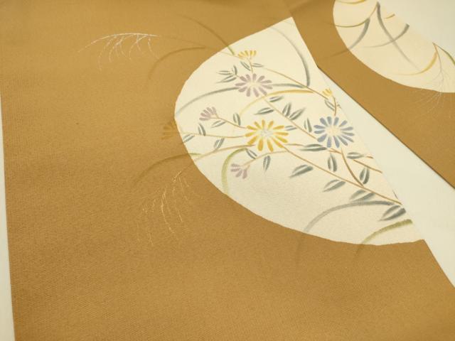 平和屋着物●九寸名古屋帯 手描き 草花文 金銀彩 正絹 逸品 DABB7140op