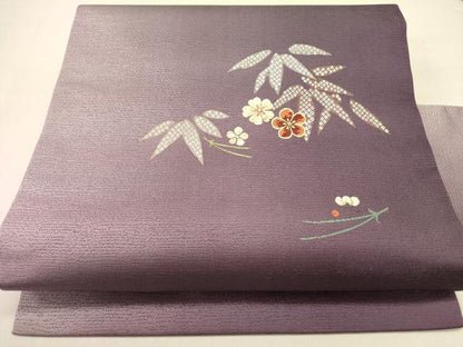 平和屋着物●九寸名古屋帯　唐織　松竹梅　金糸　正絹　逸品　未使用　DABB7142op