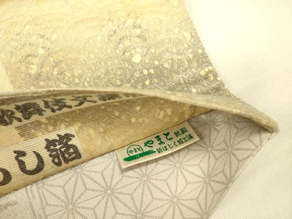 平和屋着物●両面 六通柄袋帯 歌舞伎文様市松取り 美濃和紙ずらし箔 絹箔 やまと誂製 正絹 逸品 DABB7144op